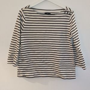 navy and white shirt